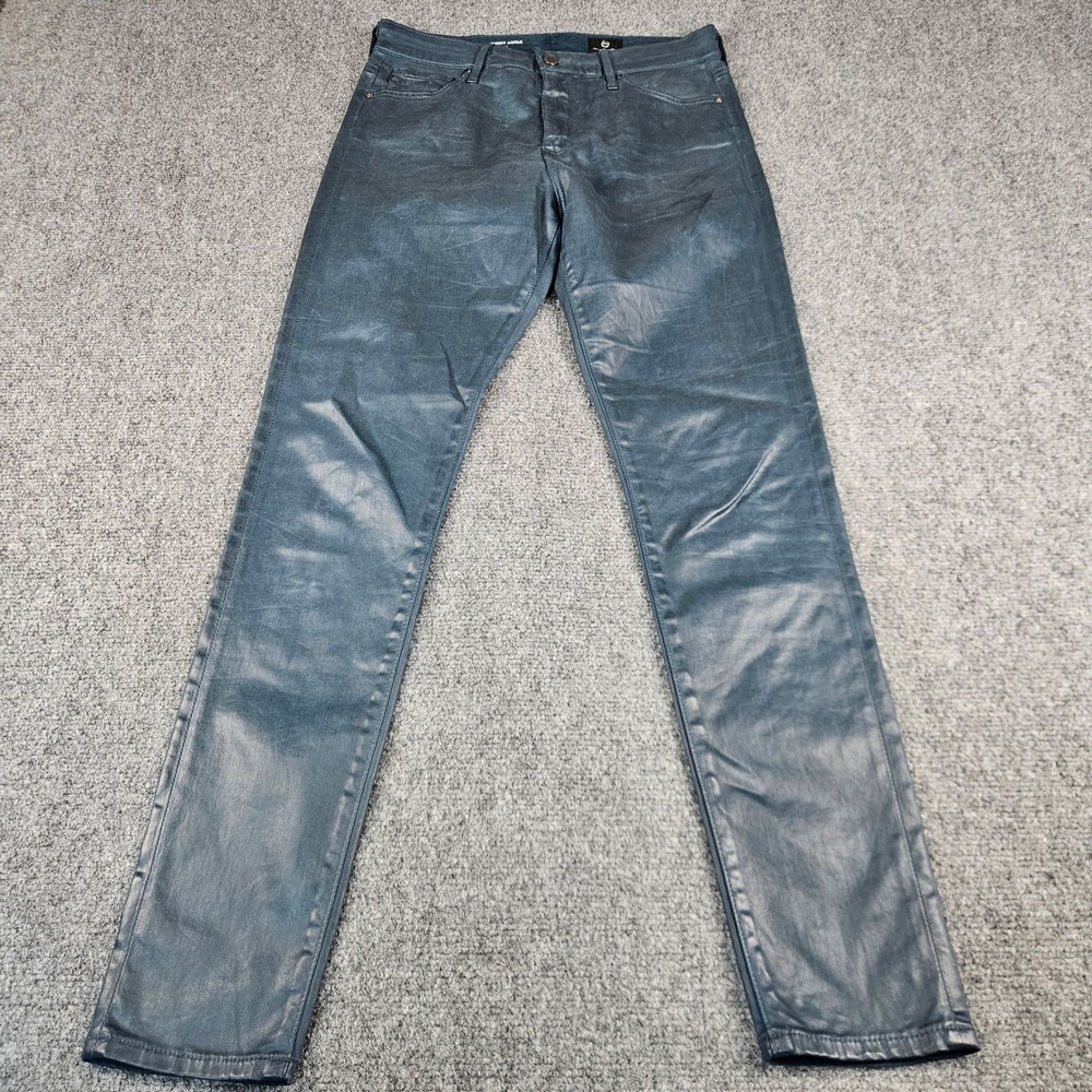 AG Adriano Goldschmied Farrah Skinny Ankle Coated Jeans Teal Blue 28R High Rise‎
